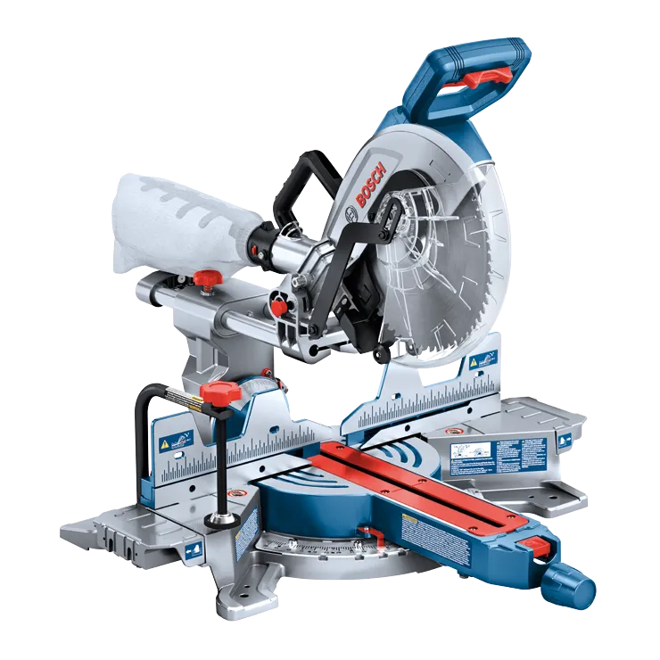 Bosch miter saw with visible text "BOSCH".