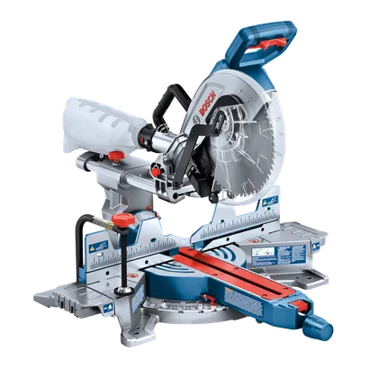 Bosch miter saw with visible text "BOSCH".