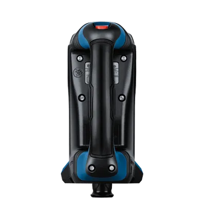 Bosch tool, black and blue, with orange button and visible text.