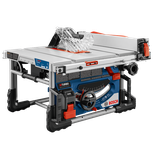 Bosch GTS18V-08 Biturbo brushless table saw, with blade, orange and red accents.
