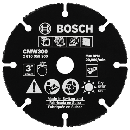Bosch CMW300, 3", 3/8" circular saw blade, with Max RPM 20,000/min.