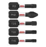 Bosch R2, PH2, T25, T20, T15 screwdriver bits.