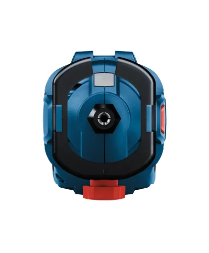 Bosch tool, blue and black, with red accents and black handle.