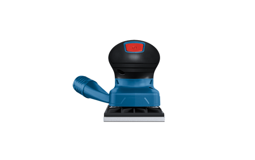 Bosch blue and black power sander with red power button