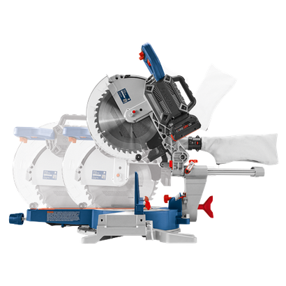 Bosch PROFACTOR CORE18V circular saw with visible blade and dust bag.