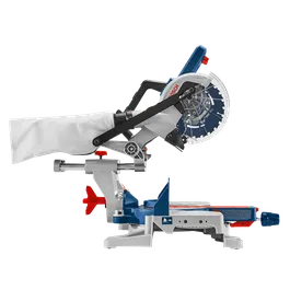 Bosch miter saw with "BOSCH" text on blade.