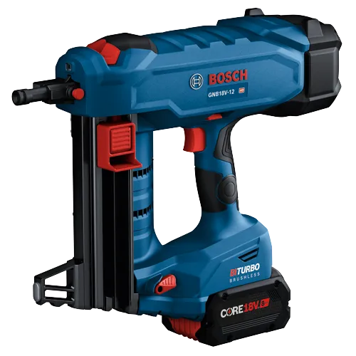 Bosch GNB18V-12 HD BITURBO BRUSHLESS nailer with CORE18V 8Ah battery.