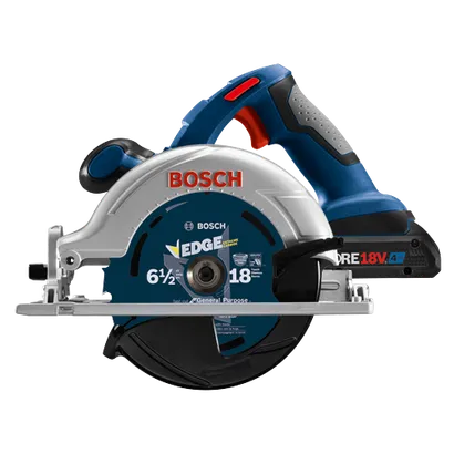 Bosch EDGE 6 1/2" circular saw, 18 teeth, with 18V, 4 Ah battery.