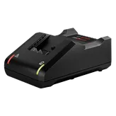 Bosch battery charger, with red and green indicator lights, and "BOSCH" logo.