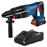 Bosch BULLDOG GBH18V-26D rotary hammer drill and charger.