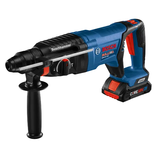 Bosch GBH18V-26D Bulldog rotary hammer, with CORE18V battery.