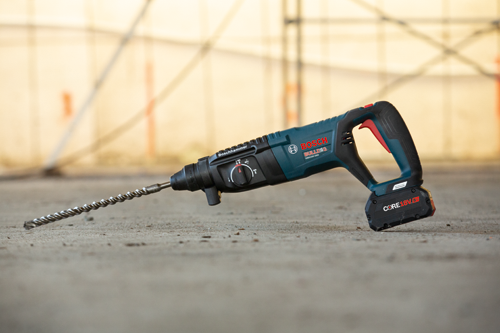 Bosch GBH18V-26D Bulldog rotary hammer, CORE18V 8Ah battery.