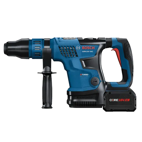 Bosch GBH18V-36C hammer drill, with CORE18V 12Ah battery.