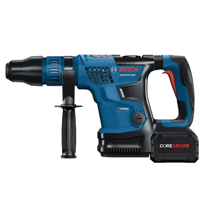 Bosch GBH18V-36C hammer drill, with CORE18V 12Ah battery.