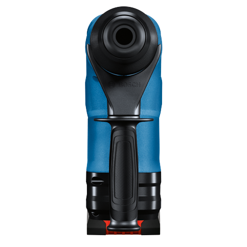 Bosch electric hammer drill, in blue and black, with the Bosch logo on the side.