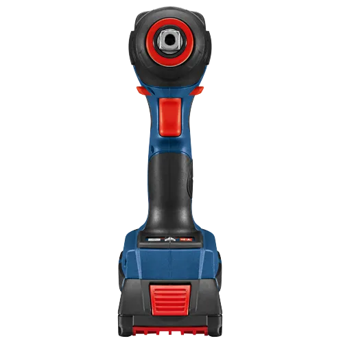 Bosch electric impact wrench, with black and blue body and red accents.