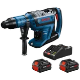 Bosch GBH18V-45C HD BITURBO BRUSHLESS hammer drill with two CORE 18V 8Ah batteries and a charger.