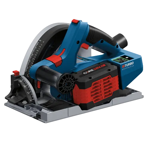 Bosch BITURBO BRUSHLESS circular saw with CORE18V battery pack.