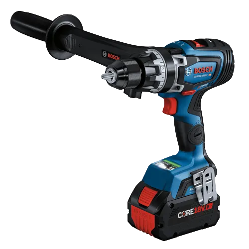 Bosch GSB18V-1330C HD cordless drill with CORE18V 8Ah battery.