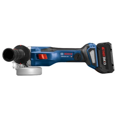 Bosch GWX18V-13C HD angle grinder with CORE18V 8Ah battery.