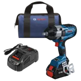 Bosch GDS18V-740C HD impact wrench kit, CORE 18V, and charger.