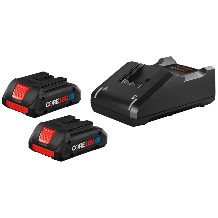 CORE18V 4Ah battery and charger by Bosch.