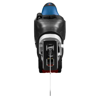 Bosch reciprocating saw, black and blue, with a silver blade.