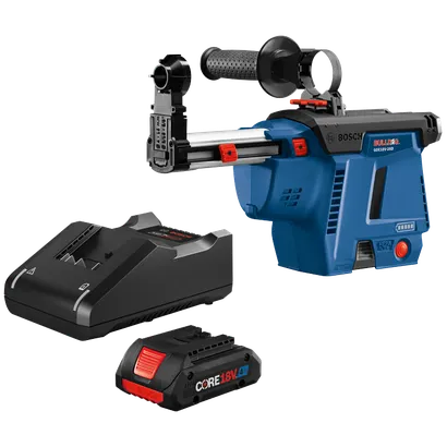 bosch cordless 18V AMPshare CORE18V sds-plus mobile dust extractor charger accessories kit