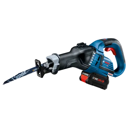 Bosch GSA18V-125 HD reciprocating saw with EDGE EXTREME CUTS blade, CORE18V.B battery.