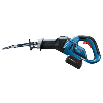 Bosch GSA18V-125 HD reciprocating saw with CORE 18V 8Ah battery, EDGE EXTREME CUTS blade, and EC brushless motor.