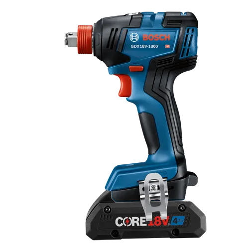 Bosch GDX18V-1800 HD impact driver with CORE18V 4Ah battery.