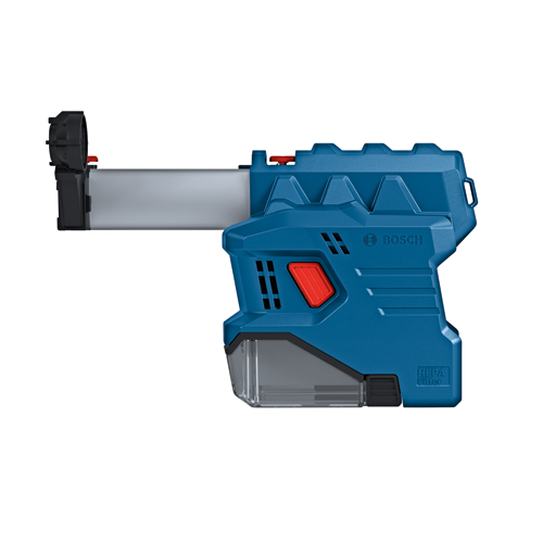 Bosch blue and black tool with 'BOSCH' and 'HEPA Filter' text visible.