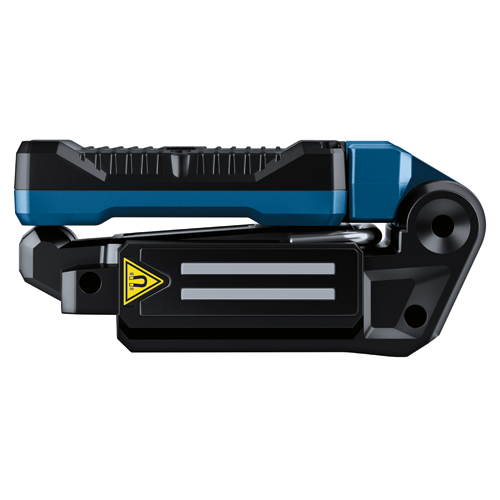 Black and blue tool with a yellow triangle with a magnet symbol.