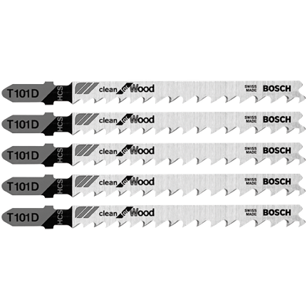 5 pc. 4 In. 6 TPI Clean for Wood T-Shank Jig Saw Blades