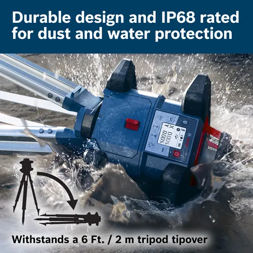 Durable design and IP68 rated for dust and water protection. Withstands a 6 Ft. / 2 m tripod tipover.