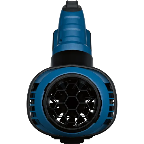 Bosch blue and black device with a honeycomb grill.