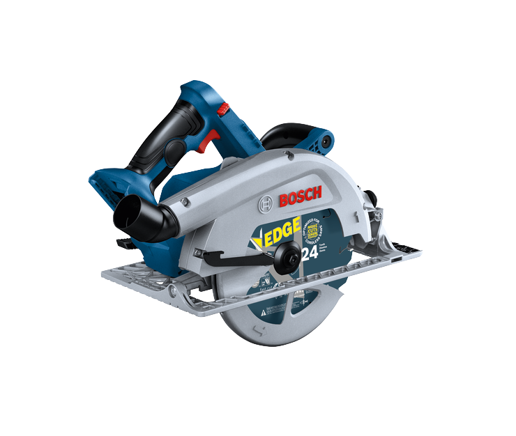 Bosch EDGE Cordless 24 tooth circular saw with fast cut blade.
