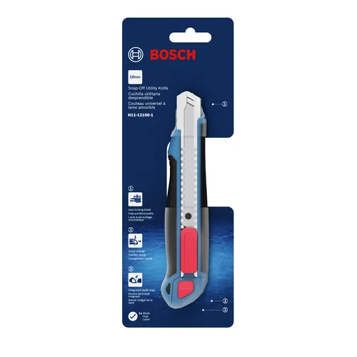 Bosch H11-12100-1 snap off utility knife on a packaging.