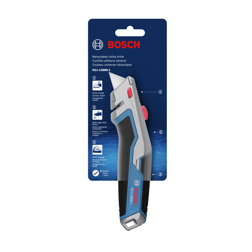 Bosch H11-13000-1 retractable utility knife on a packaging.
