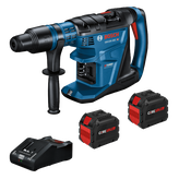 Bosch GBH18V-40C HD Turbo Brushless rotary hammer drill, with two CORE18V batteries, and Active Air Cooling charger.