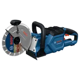 Bosch GCS18V-230, blue and black power tool with a circular blade labeled "Bosch"