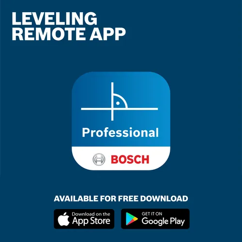 Bosch leveling remote app Professional available for free download from the App Store or Google Play.