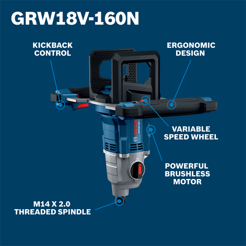 Bosch GRW18V-160N with Kickback Control, Ergonomic Design, Variable Speed Wheel, Powerful Brushless Motor, and M14 X 2.0 Threaded Spindle.