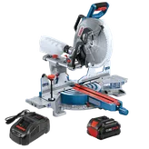 Bosch miter saw with CORE 18V battery and charger.