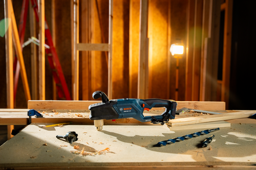 Bosch cordless right angle drill GRD18V-127N model product lifestyle image.