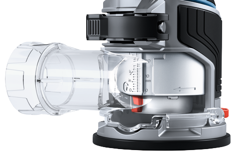 product detail image from the adjustment mechanism, with a edge vacuum adapter accessory attached.