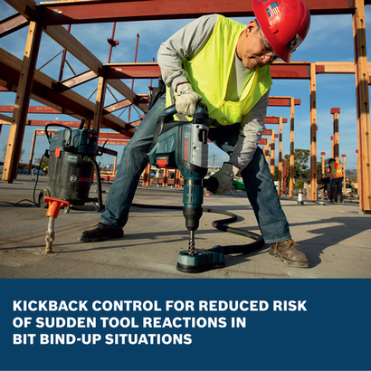 A worker using a Bosch GBH18V-45L212 PROFACTOR™ 18V SDS-max® 1-7/8 In. Rotary Hammer used to drill into a concrete surface.