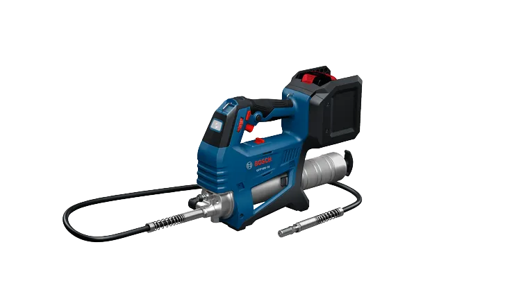 Bosch GFP18V-10 18V Grease Gun shown on a white background.