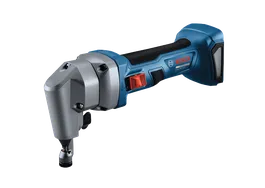 The Bosch GNA18V-16E 18V 16-Gauge Nibbler With Lock-On Slide Switch on a white background.