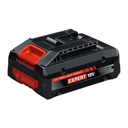 A Bosch EXBA18V-40 EXPERT 18V Lithium-Ion 4 Ah High Power Battery shown on white background.
